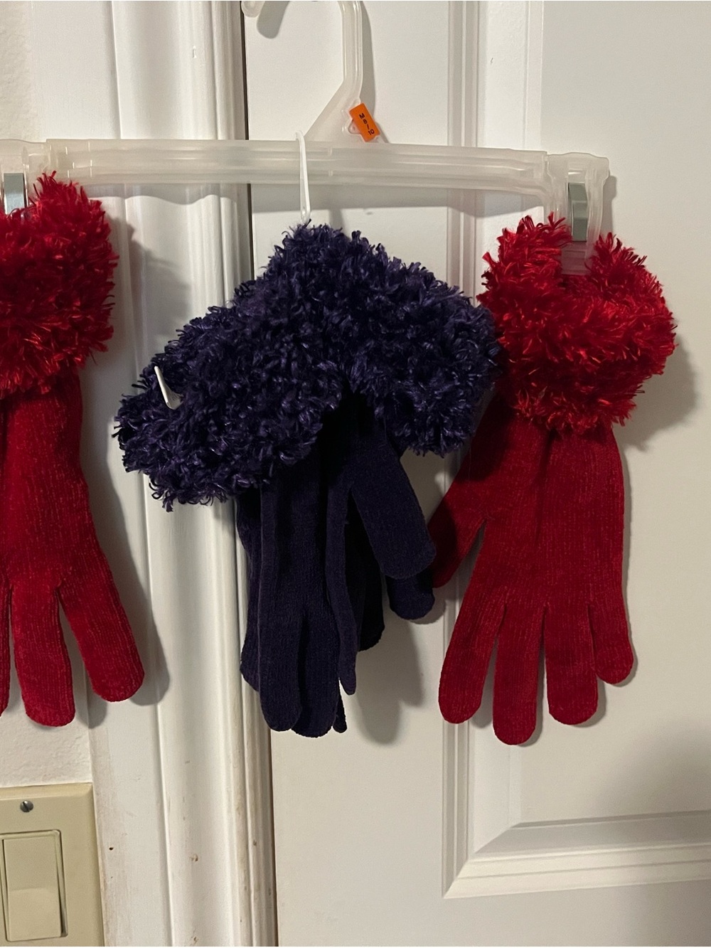 Plush Cuff Winter Gloves - Purple and Red